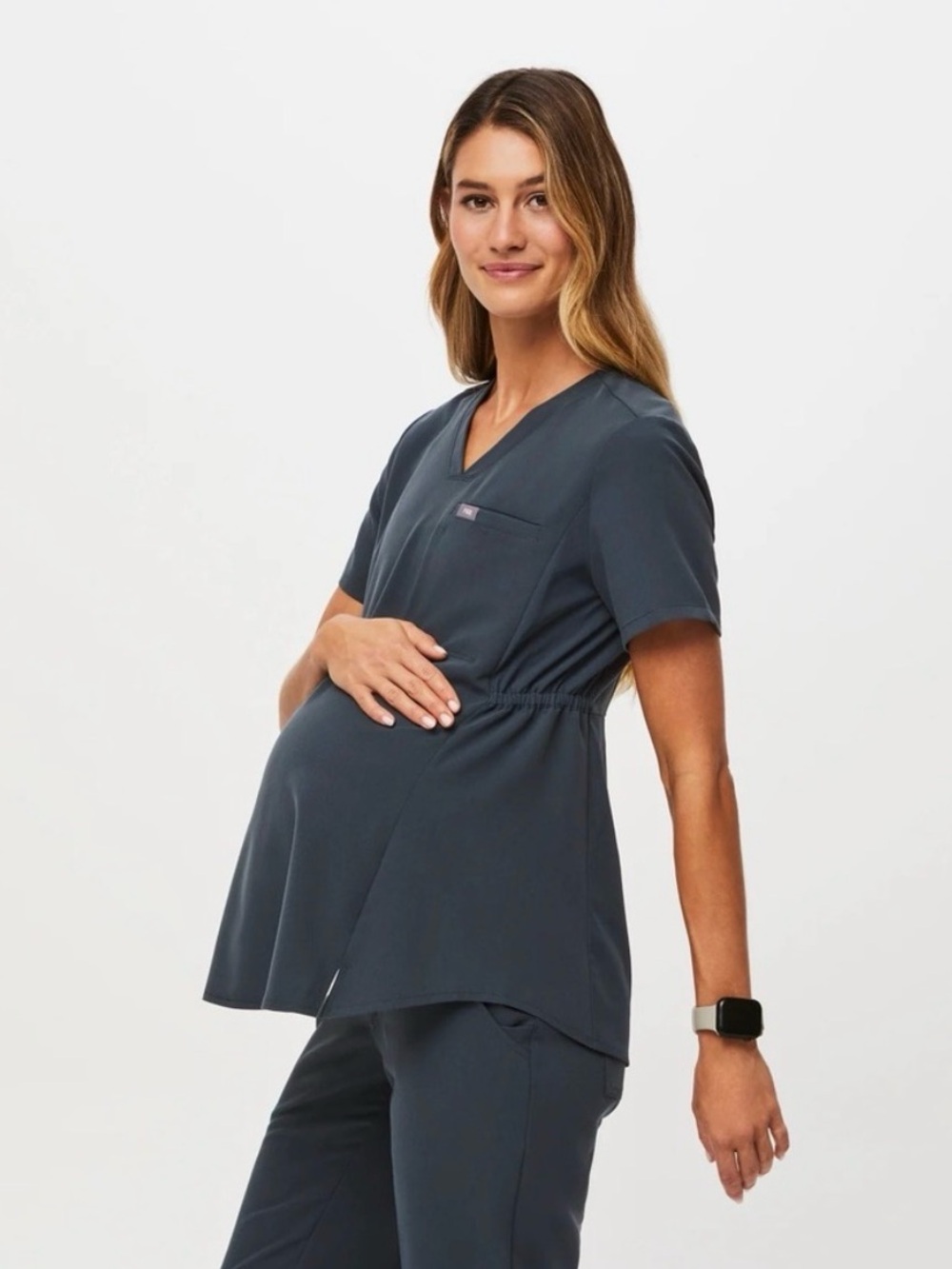 FIGS Octavia Maternity Scrub Top Shirt Dark Harbor Navy Blue Size Small Scrubs